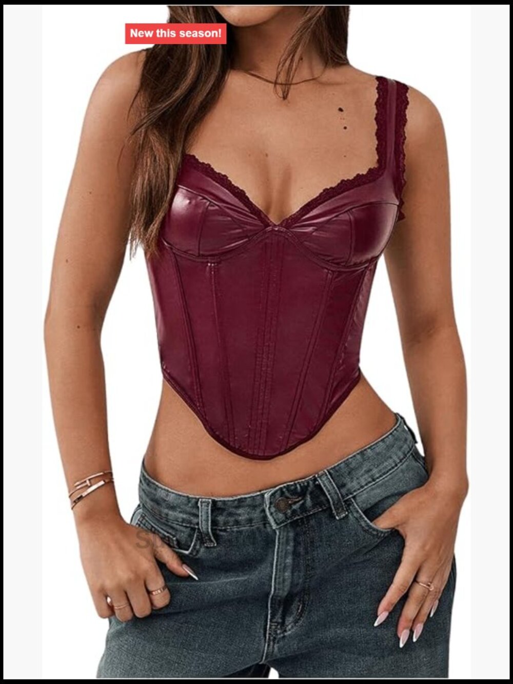 Women's Leather Sleeveless Crop Cami Top Asymmetrical Hem Retro Corset Top